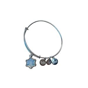 Alex and Ani Snowflake Charm Bangle Bracelet Silver Finish Iridescent Winter
